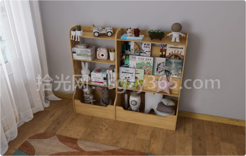 图片[2]-19003.SketchUp 儿童家具套装 多功能书架 置物架 3D 模型