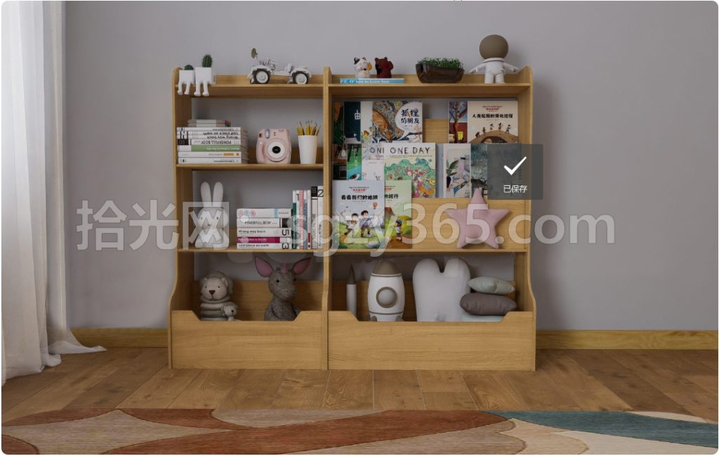 图片[1]-19003.SketchUp 儿童家具套装 多功能书架 置物架 3D 模型