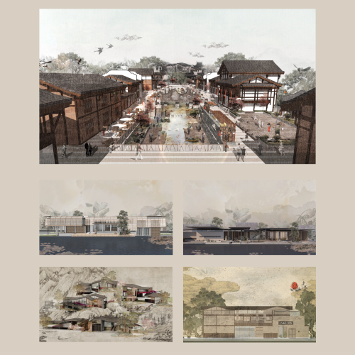 竞赛风拼贴风古风建筑景观鸟瞰剖面立面psd分层ps免扣效果图素材丨PS素材-拾光资源网丨专注素材资源|软件|软件插件|软件问题|软件教程|Adobe软件|免费下载