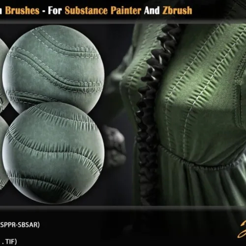 动态缝线/针法笔刷适用于Substance Painter 和 Zbrush + Alpha 纹理丨贴图库-拾光资源网丨专注素材资源|软件|软件插件|软件问题|软件教程|Adobe软件|免费下载