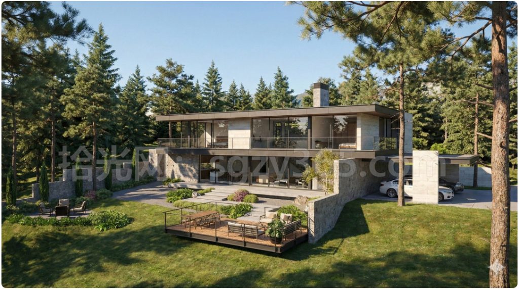 图片[1]-18002.SketchUp 别墅外观场景模型-拾光资源网丨专注素材资源|软件|软件插件|软件问题|软件教程|Adobe软件|免费下载