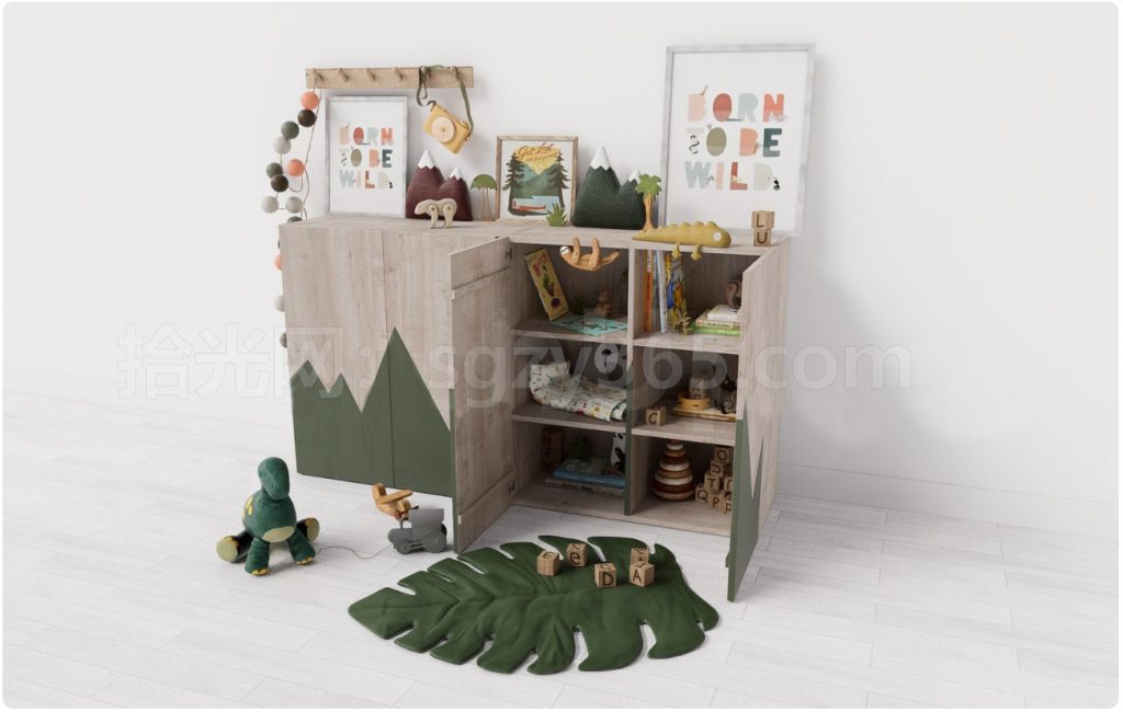 图片[2]-19329.SketchUp 儿童家具套装 多功能书架 置物架 3D 模型