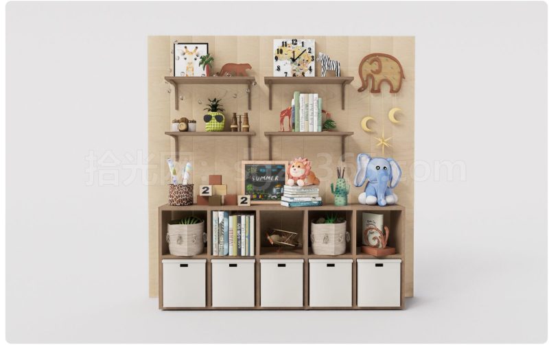 19332.SketchUp 儿童家具套装 多功能书架 置物架 3D 模型-拾光资源网丨专注素材资源|软件|软件插件|软件问题|软件教程|Adobe软件|免费下载