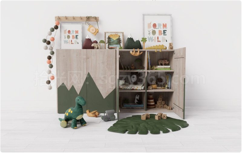 19329.SketchUp 儿童家具套装 多功能书架 置物架 3D 模型-拾光资源网丨专注素材资源|软件|软件插件|软件问题|软件教程|Adobe软件|免费下载