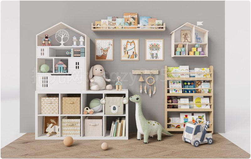 19330.SketchUp 儿童家具套装 多功能书架 置物架 3D 模型-拾光资源网丨专注素材资源|软件|软件插件|软件问题|软件教程|Adobe软件|免费下载