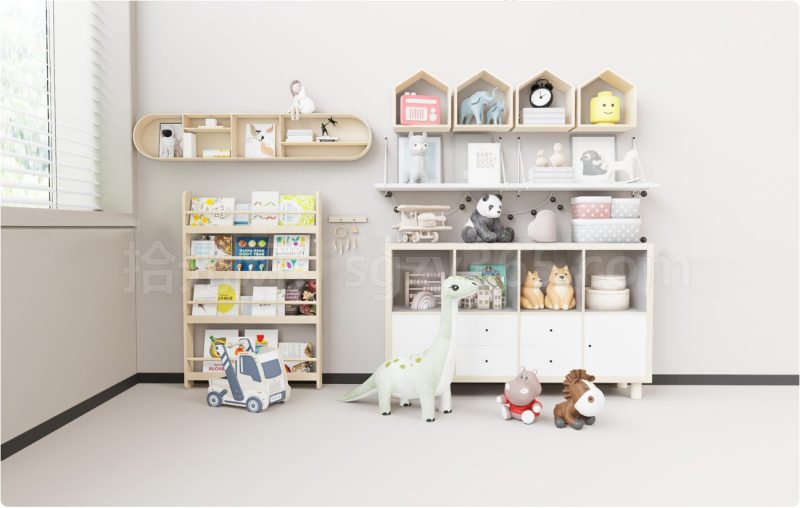 19333.SketchUp 儿童家具套装 多功能书架 置物架 3D 模型-拾光资源网丨专注素材资源|软件|软件插件|软件问题|软件教程|Adobe软件|免费下载