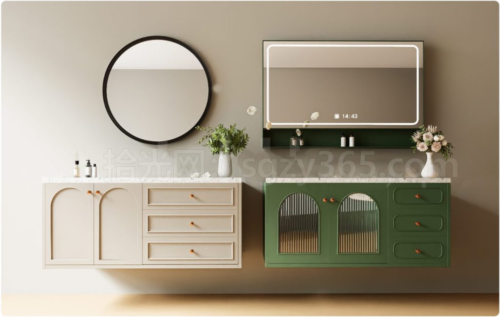 图片[1]-17333.SketchUp洗手盆 台盆 洗脸盆 浴室柜柜组合 3D 模型