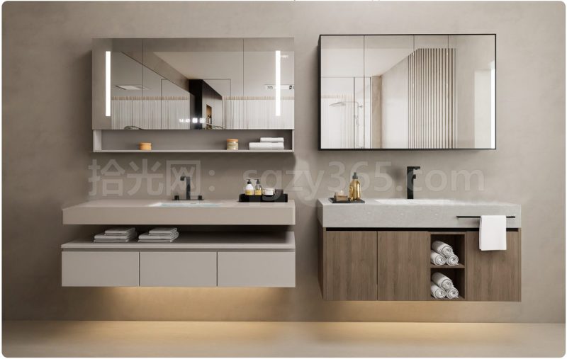 17327.SketchUp洗手盆 台盆 洗脸盆 浴室柜柜组合 3D 模型-拾光资源网丨专注素材资源|软件|软件插件|软件问题|软件教程|Adobe软件|免费下载