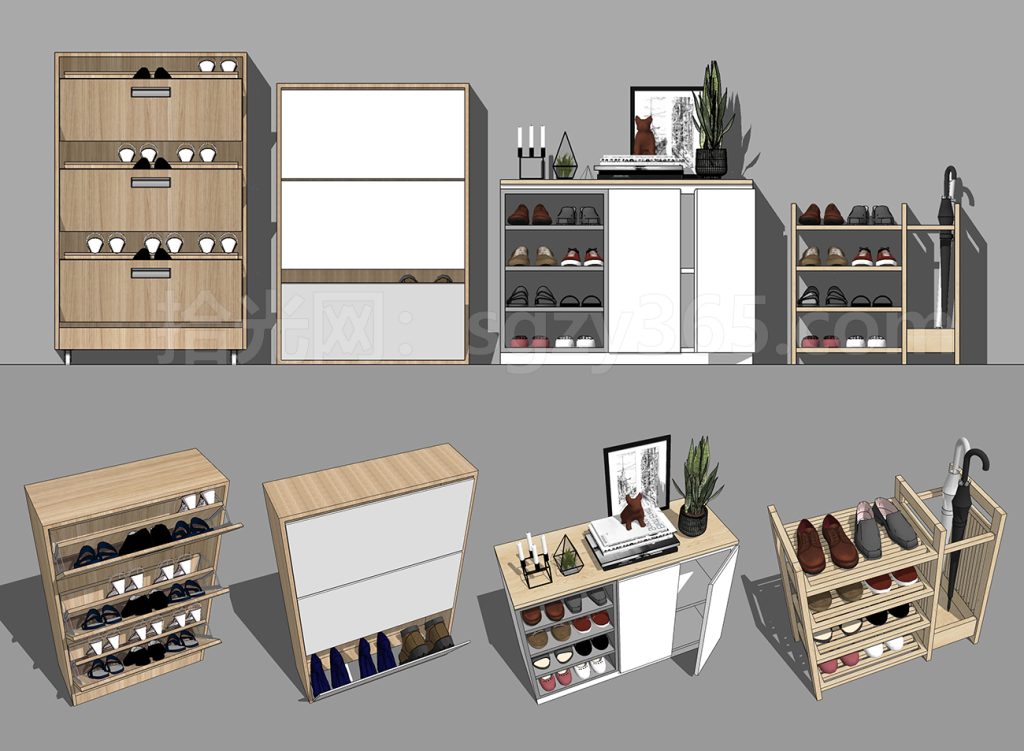 图片[3]-26332.SketchUp 鞋柜组合套 3D 模型