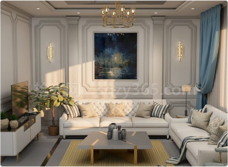 18015.SketchUp 客厅室内模型 SU模型 3D模型|拾光资源网｜SU 模型_3D 室内软装模型_草图大师设计素材各类软件下载站